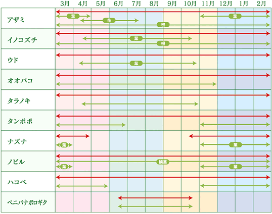 薬草の年間カレンダー